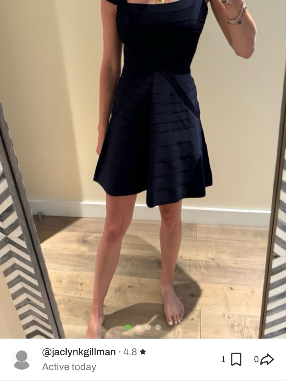Herve Leger Navy Fit-and-Flare Mini Dress